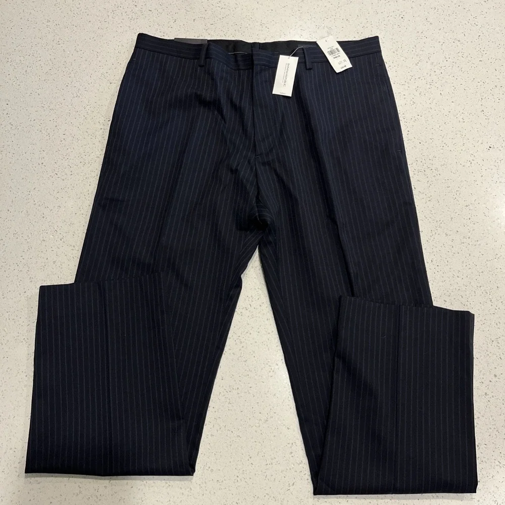 Banana Republic Tailored‎ Fit Dress Pants Mens 36X 32 Navy Blue Pin Stripe NWT